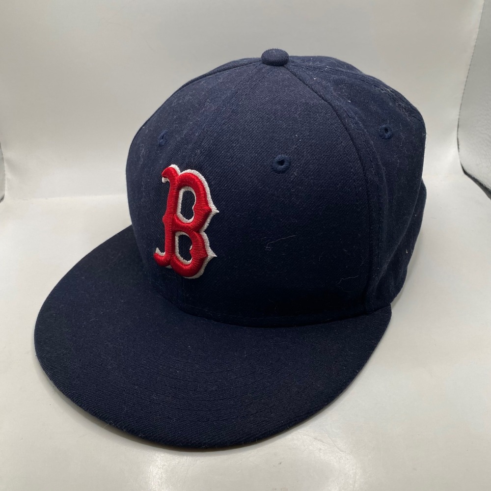 BOSTON RED SOX New Era 59FIFTY Fitted Hat Men 7 Navy Blue Polyester MLB On-Field